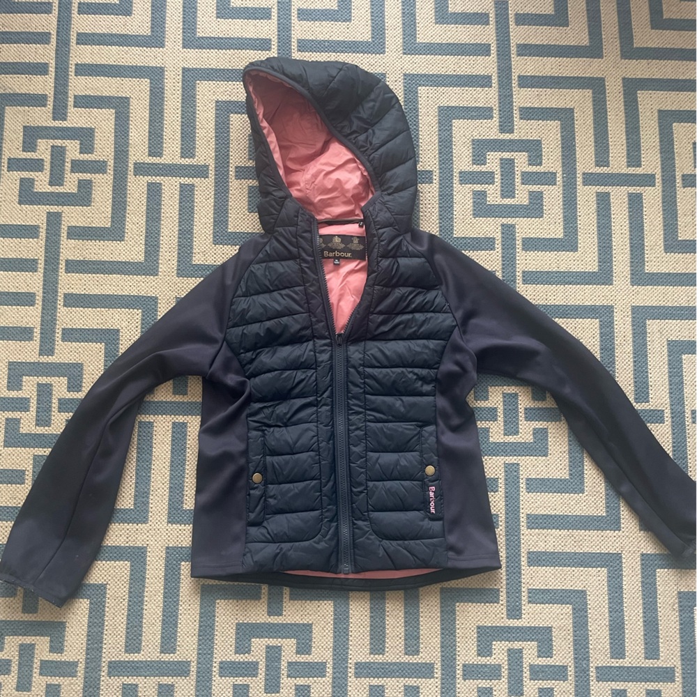 Barbour Navy and Coral Quilted Jacket